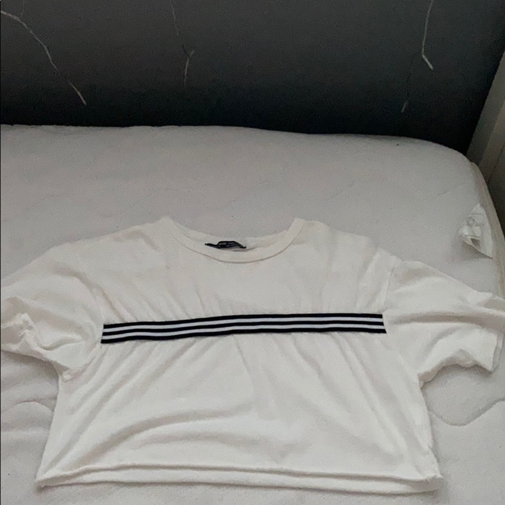 black and white striped crop top